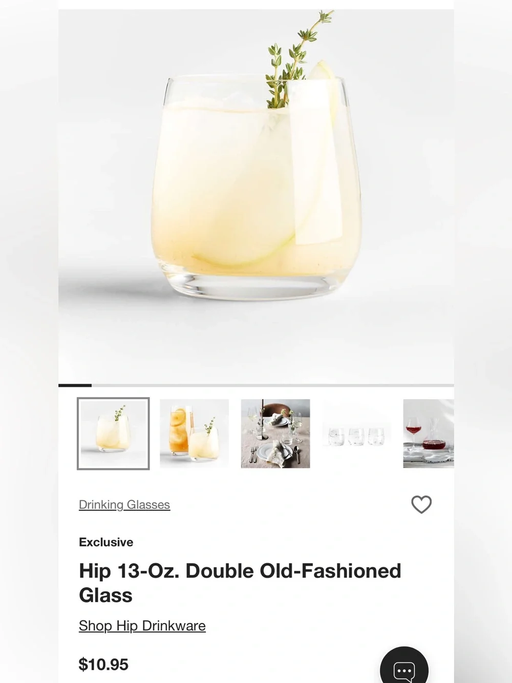NWT Crate & Barrel Hip Double Old-Fashioned Glasses Set of 6